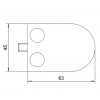 Úchyt skla 63 x 45 x 28 mm